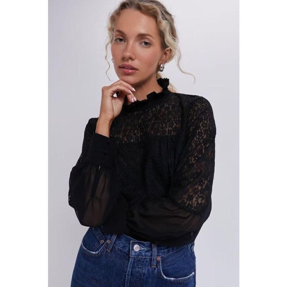 NEW TUCKERNUCK Black Lace Rosalee Blouse top size XL Floral - Picture 1 of 14